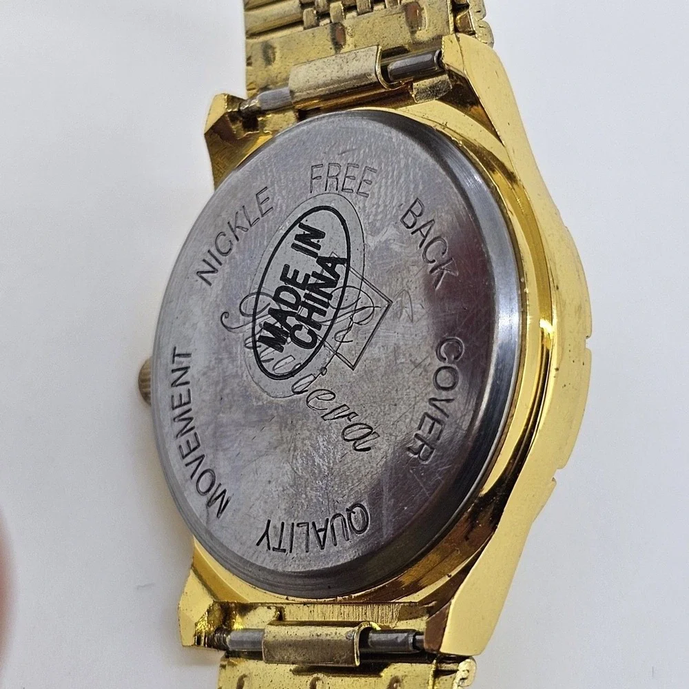 Riviera Watch Women‎ 32MM White Dial Gold Case Gold Bracelet Band New Battery